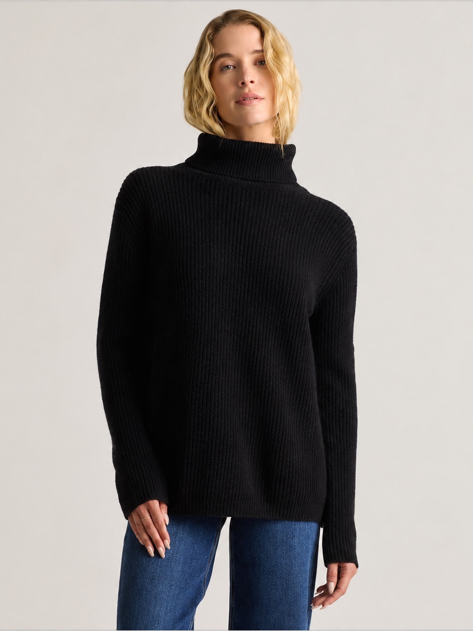 Quince Mongolian Cashmere Fisherman Turtleneck Sweater
